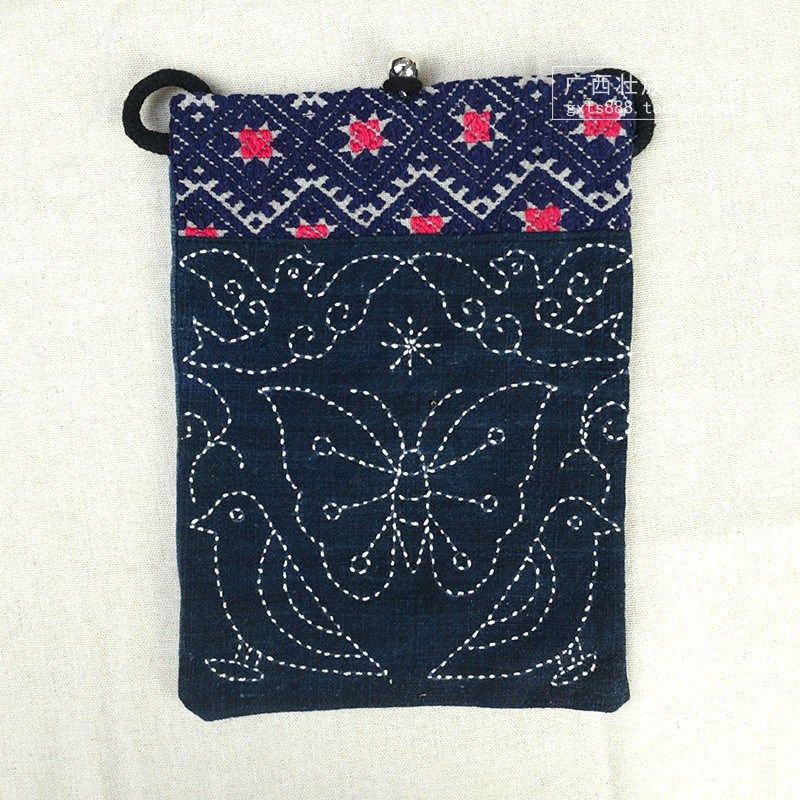 壮族特色蓝染靛蓝老土布 民间老壮锦手工刺绣提花老粗布背包 包邮,淘宝优惠券,粉丝福利购,淘宝优惠卷
