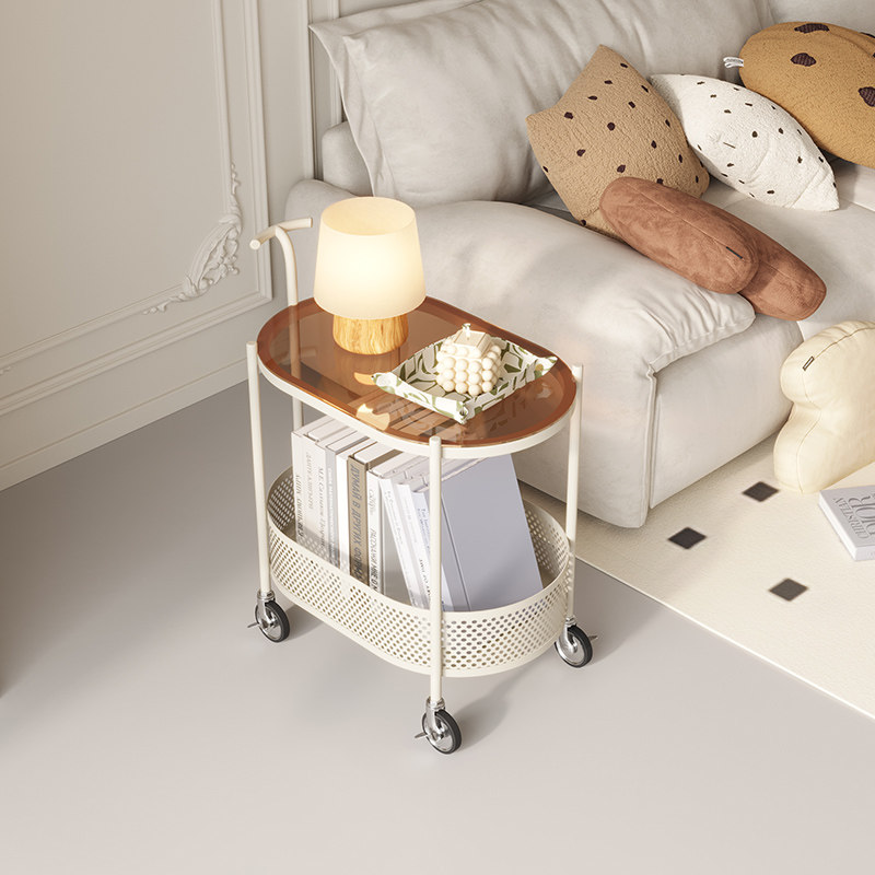 奶油风可移动带轮客厅小推车沙发边几网红极简卧室牀头边桌小茶几,淘宝优惠券,粉丝福利购,淘宝优惠卷