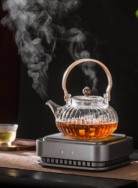 弘龙德茗堂电陶炉蒸茶器小型家用烧水泡茶玻璃煮茶壶茶炉套装