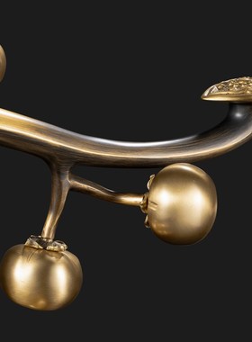 事事如意黄铜柿子客厅轻奢高档办公室桌面乔迁开业玄关装饰品摆件