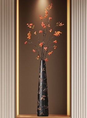 入户门玄关装饰摆件高级感小众客厅电视柜壁龛竖高插花花瓶工艺品