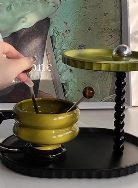 法式中古入户玄关钥匙收纳托盘摆件进门鞋柜客厅桌面高级感装饰品