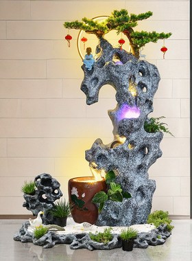 入户客厅庭院阳台花园造景布置太湖石假山水景观摆件落地流水喷泉