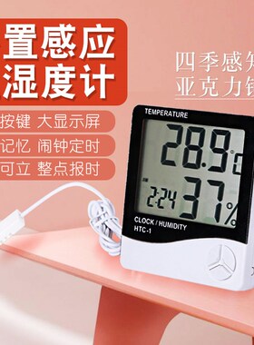 家用室内温湿度计高精度婴儿房干湿温度计精准电子数显带温湿探头