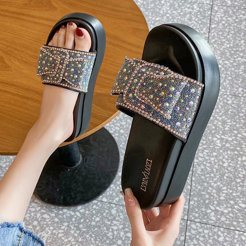 水钻拖鞋女夏外穿时尚2025新款厚底松糕鞋一字带凉拖女大码41一43,淘宝优惠券,粉丝福利购,淘宝优惠卷