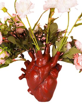 跨境心脏花盆仿真艺术装饰品摆件树脂工艺品插花装修家居创意创意