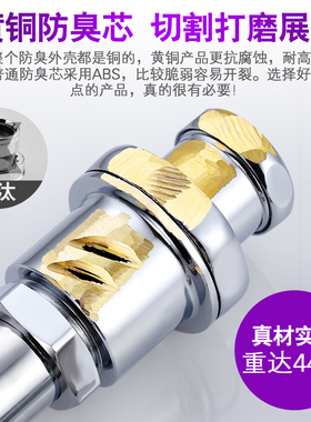 洗面盆不锈钢螺旋下水管防臭排水管洗脸手台面盆全铜下水器配件