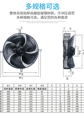 微光外转子轴流风机电机网罩YWF-4E/4D-400S/B 380V冷库风机风扇