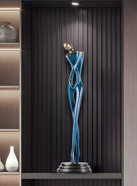 现代抽象人d物摆件客厅玄关电视柜旁高端轻奢竖高艺术装饰落地雕