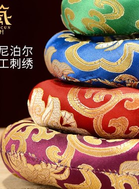 尼泊尔手工f刺绣颂钵钵垫音钵垫圈满月钵配套垫子棉布木鱼垫