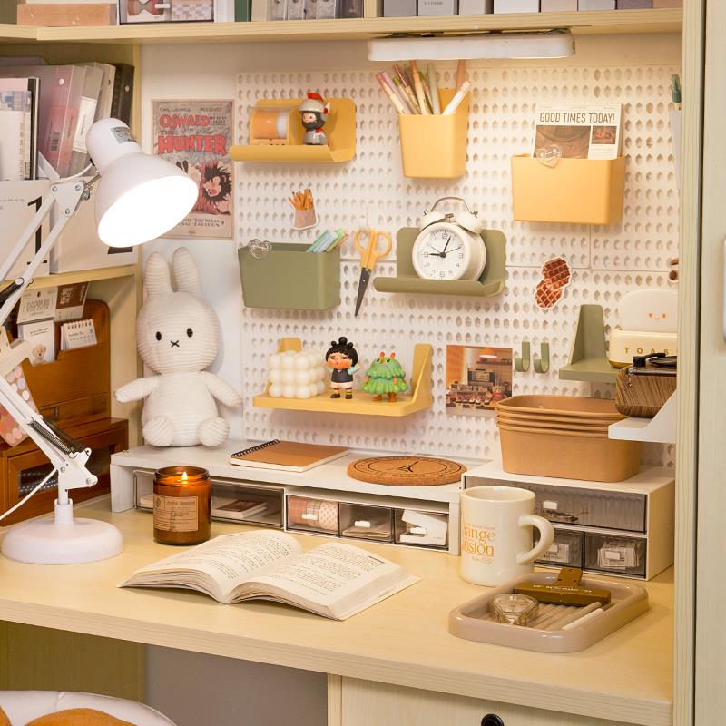 Perforated board wall rack dormitory punch-free desk student study wall hook desktop wall storage