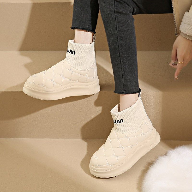 踩屎感雪地靴女款冬季加绒弹力套筒加绒加厚棉鞋防滑防水孕妇女鞋,淘宝优惠券,粉丝福利购,淘宝优惠卷