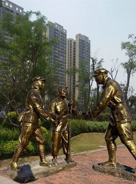 军民鱼水情e雕塑定制红军雕塑定做园林景观公园广场文化馆装饰摆