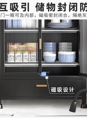 碗柜家用厨房置物架小型台面放碗柜微波炉收纳柜简易碗碟沥水架