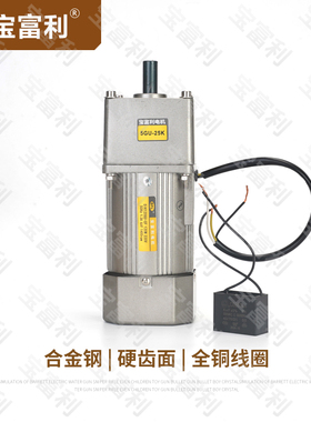 宝富利 6W750W齿轮减速调速定速单相三相220V380V微型电机减速箱