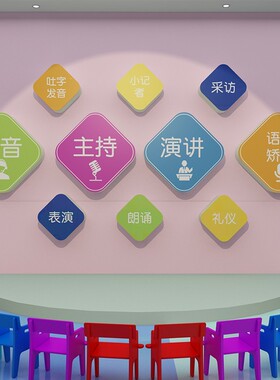 口才教室环创布置装饰小主持人播音少儿舞台培训机构文化墙面贴纸