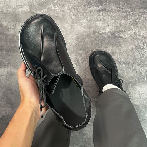 大头德比a鞋男款英伦褶皱高级感隐形内增高鞋男生通勤结婚新郎皮 - 图3