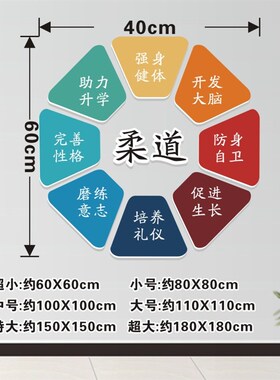 新品跆拳道文化墙贴柔道馆武馆健身房墙壁装饰纸道馆励志立体贴画