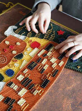 弦丝画手工diy制作结婚礼物绕线画材料包钉子画克里姆特吻装饰画