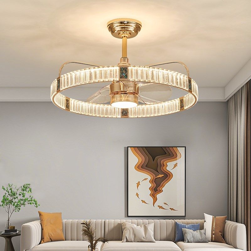 卧室风扇灯一体吸顶灯现代简约网红北欧创意房间水晶led电扇灯具,淘宝优惠券,粉丝福利购,淘宝优惠卷