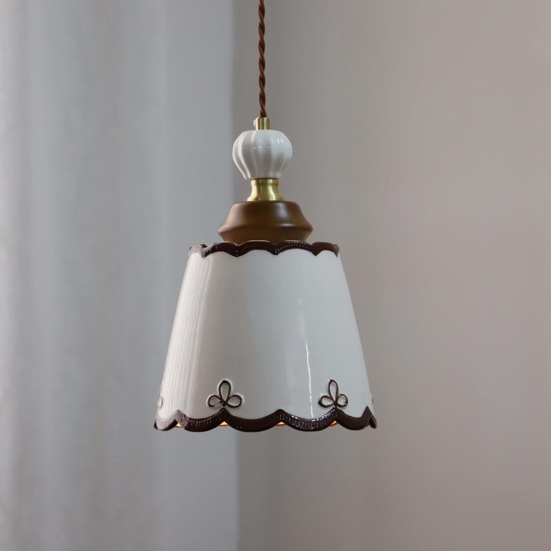 法式中古手绘陶瓷小吊灯复古卧室床头玄关吧台餐厅民宿咖啡厅灯具 - 图0