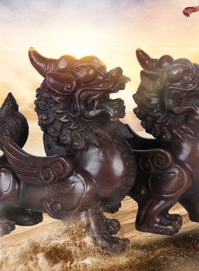 纯黄铜貔貅摆件一对招财工艺品家居客厅办公室装饰品店铺开业礼品