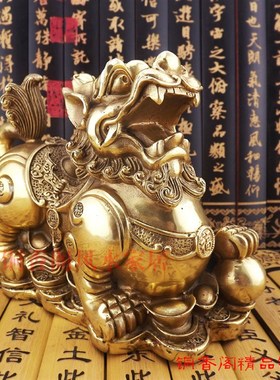 黄铜纯铜貔貅一对皮休皮丘大号黄铜如意旺财店铺风水招财摆件