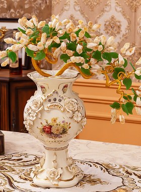 天然黄水晶招财树紫水晶发财树客厅玄关欧式陶瓷花瓶插花装饰摆件