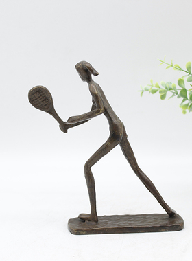 欧式铸铁网球运动员家居复古客厅桌面摆件办公室装饰工艺品轻奢礼