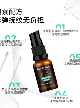 Arganour眼部精华液紧致眼霜淡黑眼圈消浮肿眼袋淡化纹理