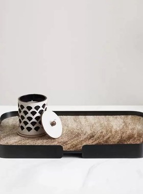 现代简约轻奢创意小毛驴动物雕塑摆件样板间客厅茶几软装马毛托盘