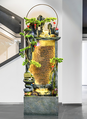 新中式流水喷泉假山摆件水幕墙客厅循环水景观屏风装饰品开业礼物