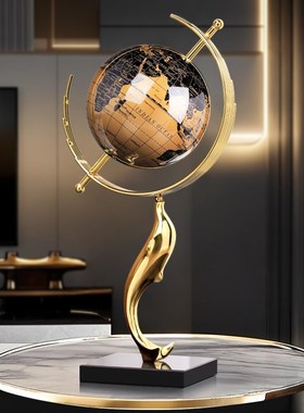 现代轻奢地球仪摆件高端大气办公室家居桌面装饰品高级感乔迁礼品