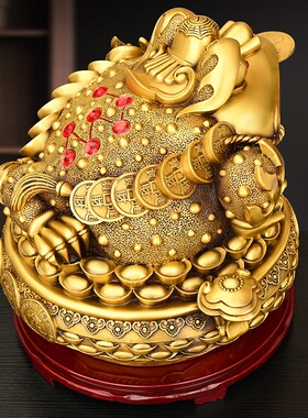 全黄铜聚宝盆金蟾摆件三足霸王金蟾七星金蟾吉祥物开业礼品工艺品