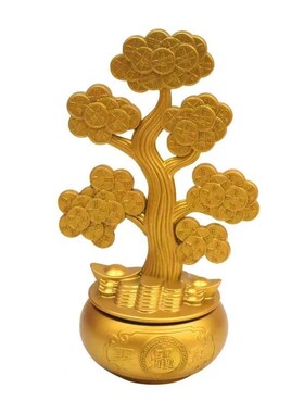 招财进宝 摇钱树转转风水合金摆件办公室摆饰可旋转金属工艺品