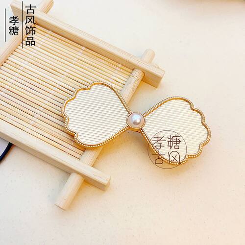 非遗宋锦手工材料DIY金属底托发夹底胚空托包布平夹发卡 - 图1