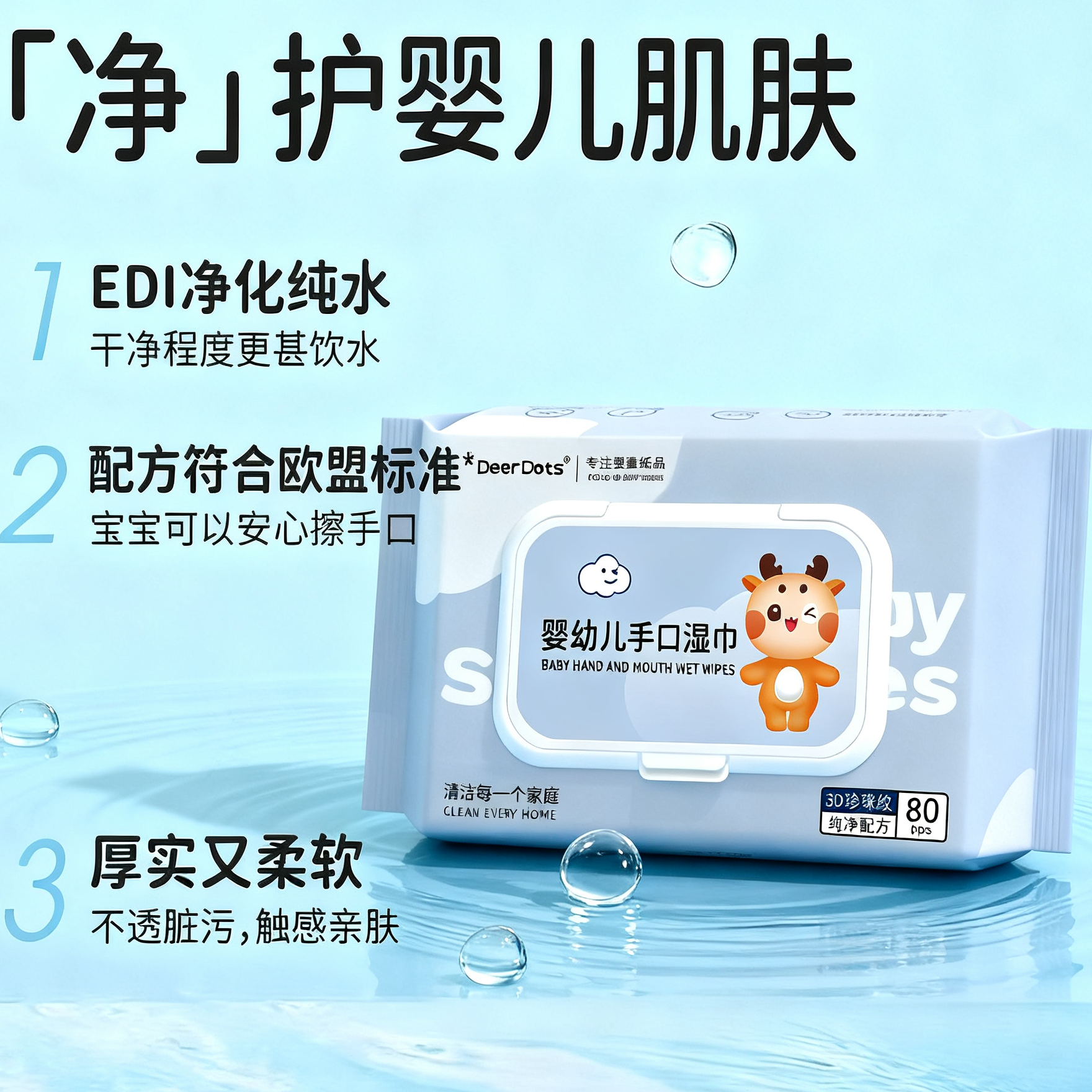 小鹿豆豆母婴专用纯水湿巾宝宝手口专用巾妈妈产后清洁护理柔湿巾,淘宝优惠券,粉丝福利购,淘宝优惠卷