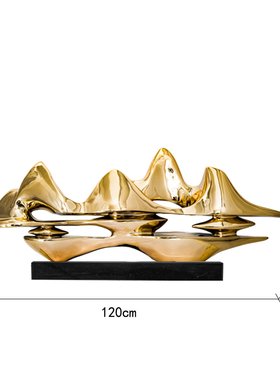 现代中式玄关酒店客厅桌r面招财雕塑摆件样板房抽象电镀艺术装饰
