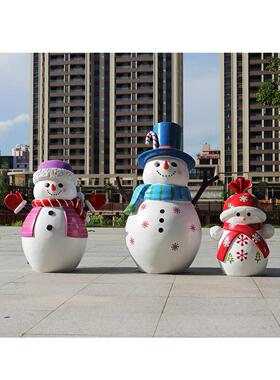 雪人摆件玻璃钢圣诞老人礼盒雕塑商场景区圣诞新年节日打卡美陈
