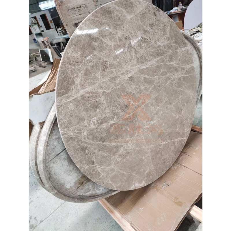 家商用亮光水磨石石英石花纹板复合加厚餐饮饭店餐桌圆形餐桌台面 - 图3