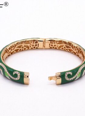 闺蜜宫廷物丝复古巷掐北京珐琅南镀送礼景泰蓝手镯优雅锣鼓女金圆