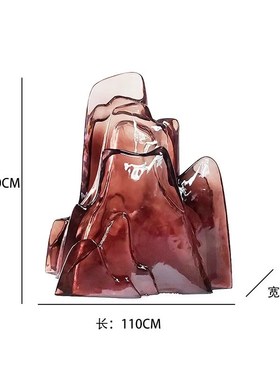 创意透明a树脂假山摆件售楼处酒店大堂会所玄关大厅装饰品山型雕