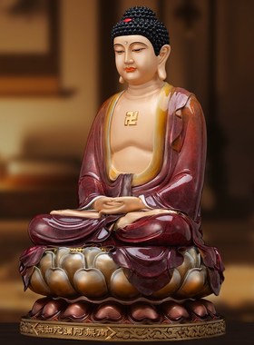 铜鎏金彩绘七宝如来佛像家用摆件阿弥陀如来宝胜佛祖纯铜像甘露王