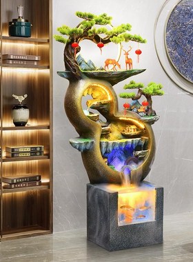 新中式葫芦假山流水鱼池景观门店大堂风水轮招财摆件开业乔迁送礼