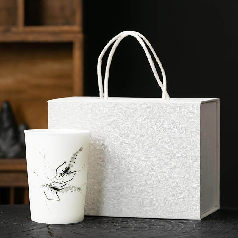 冰种玉瓷中式手绘主人杯茶杯个人专用陶瓷手握杯可乐杯大容量单杯,淘宝优惠券,粉丝福利购,淘宝优惠卷