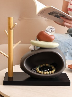 时来运转入户钥匙收纳玄关摆件石头客厅电视柜酒柜装饰品乔迁礼物