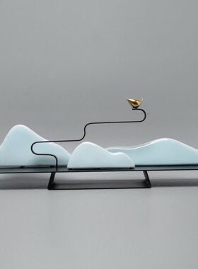 玄关摆件室内工艺品间样板房铁艺陶瓷客厅软装创意家居新中式饰品