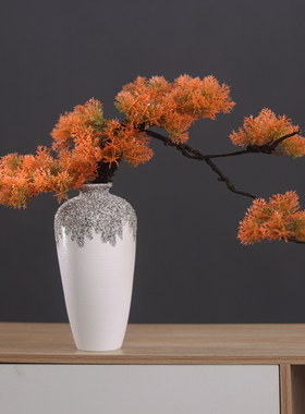 新中式创意陶瓷花瓶客厅玄关插花博古架摆设O禅意迎客松茶桌摆件