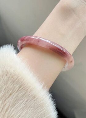 芋泥啵啵荔枝冻淡紫少女素圈荔枝冻手镯闺蜜手链二人手饰品镯子