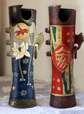 新中式陶瓷摆件手工艺品礼品百搭装饰书柜博古架隔断艺术花瓶花插